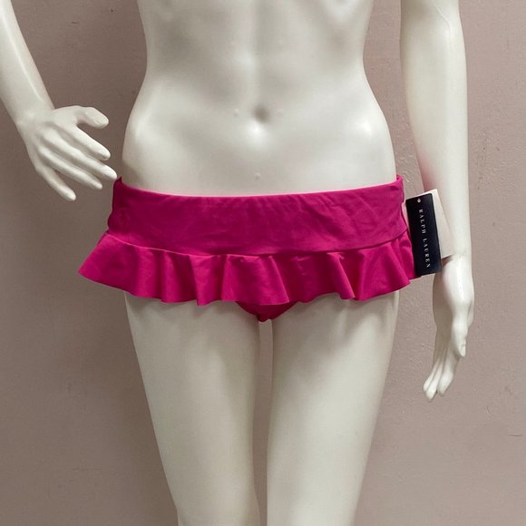 Ralph Lauren Fuscia Ruffled Swim Bottoms - Picture 1 of 7